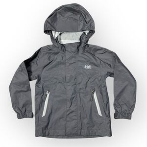 REI‎ Co-op Kids Charcoal Hooded Rain Jacket- Size 4-5